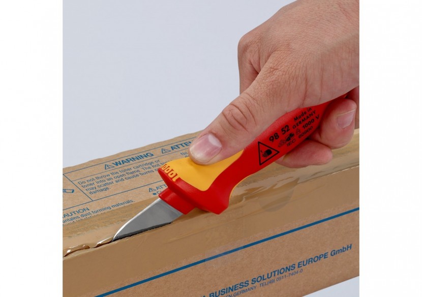 Couteau d'électricien 190mm - Lame droite et capuchon - Isolé 1000V - Knipex - 9852