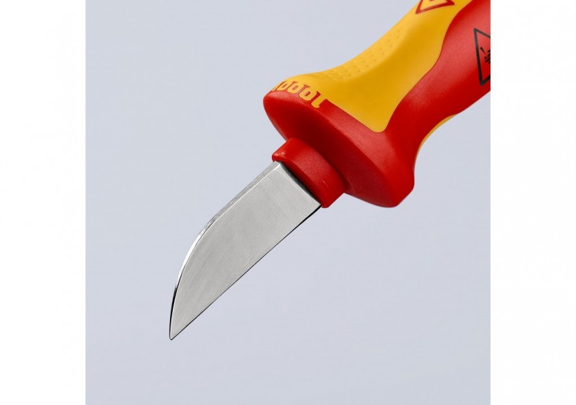 Couteau d'électricien 190mm - Lame droite et capuchon - Isolé 1000V - Knipex - 9852