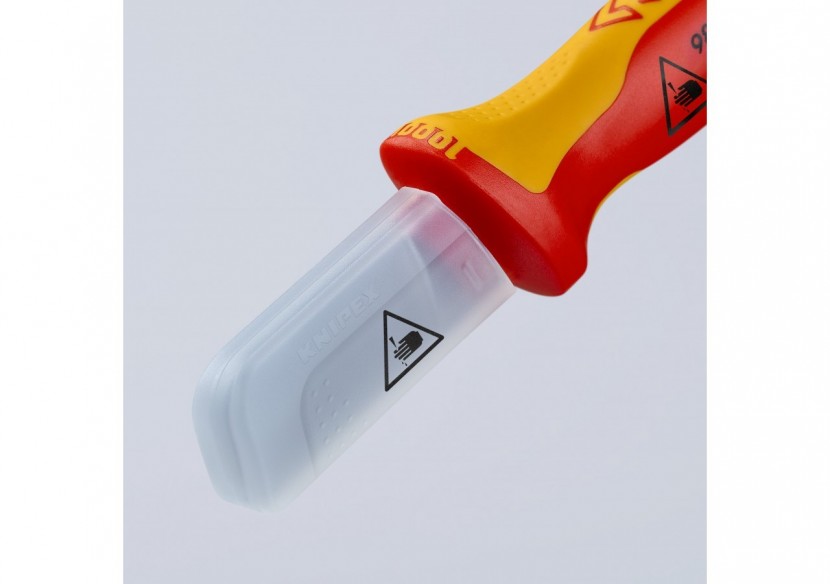 Couteau d'électricien 190mm - Lame droite et capuchon - Isolé 1000V - Knipex - 9852