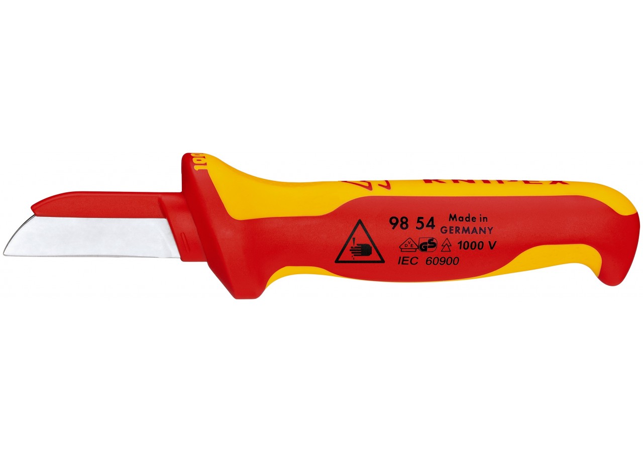 Couteau d'électricien 190mm - Lame revêtue et capuchon - Isolé 1000V - Knipex - 9854