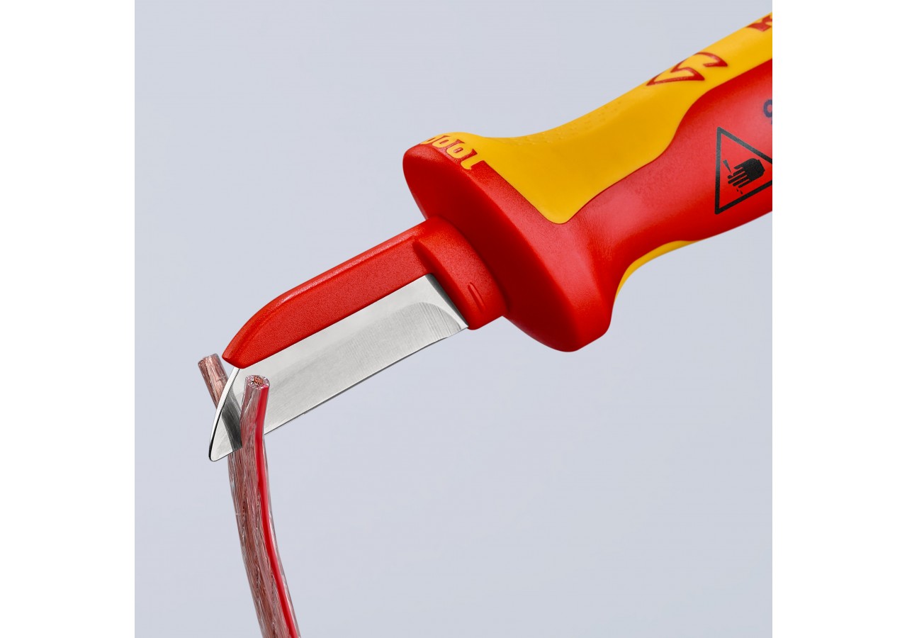 Couteau d'électricien 190mm - Lame revêtue et capuchon - Isolé 1000V - Knipex - 9854