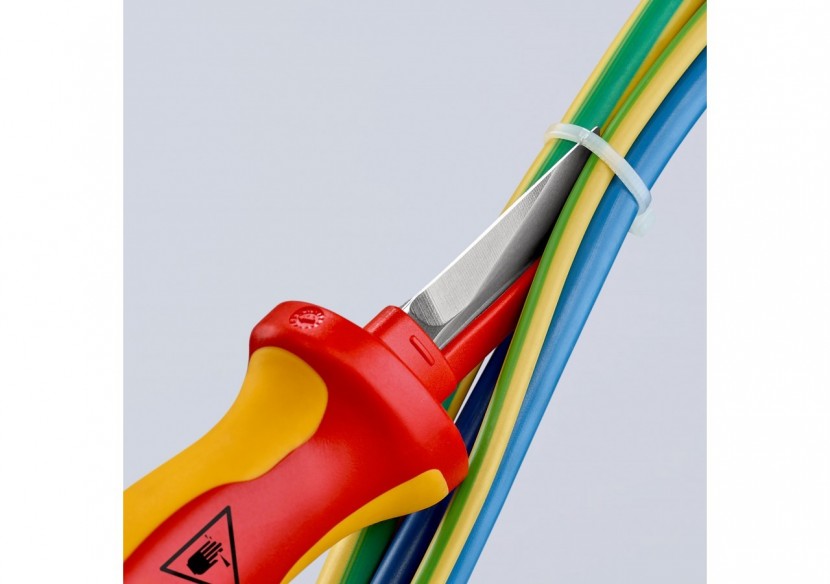 Couteau d'électricien 190mm - Lame revêtue et capuchon - Isolé 1000V - Knipex - 9854