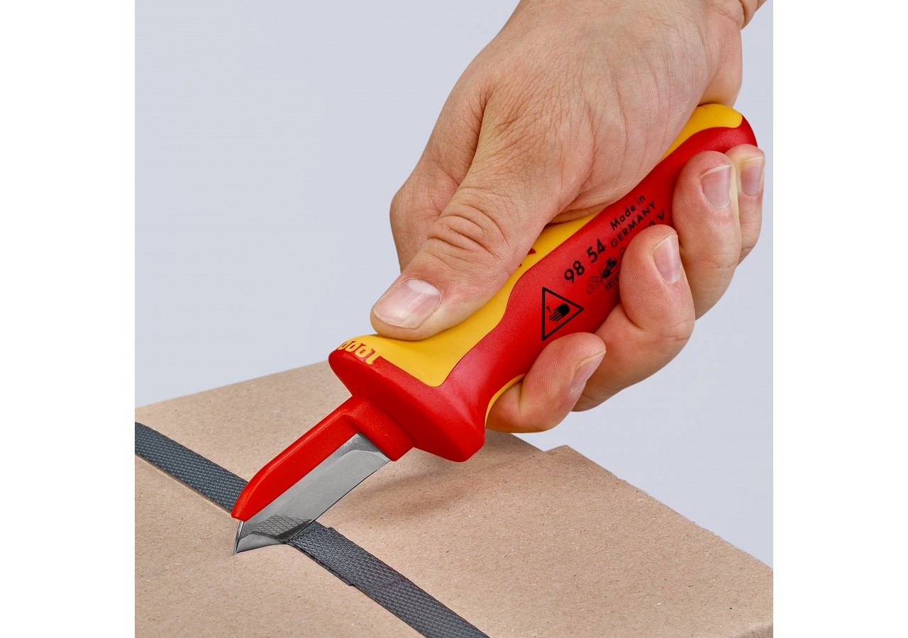 Couteau d'électricien 190mm - Lame revêtue et capuchon - Isolé 1000V - Knipex - 9854