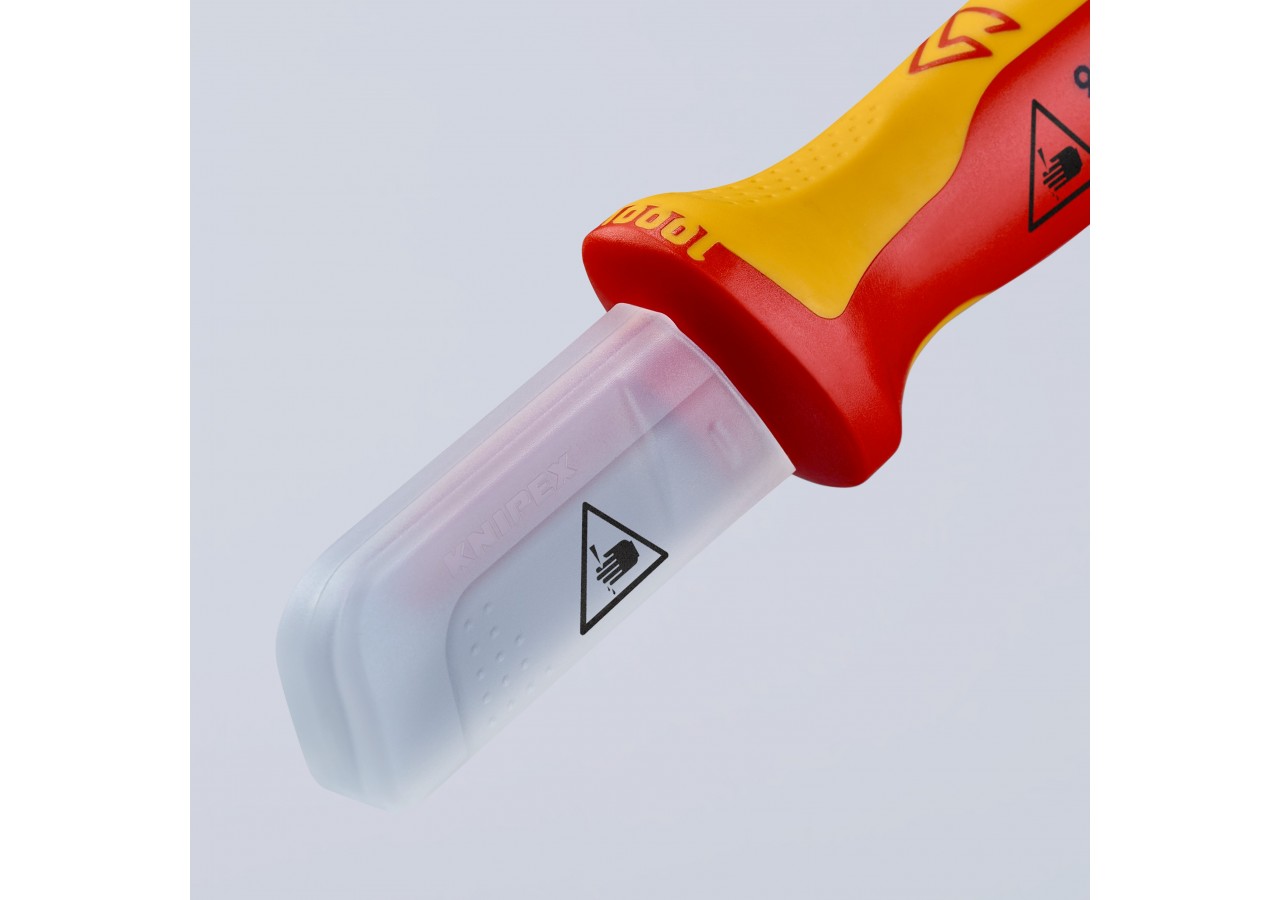 Couteau d'électricien 190mm - Lame revêtue et capuchon - Isolé 1000V - Knipex - 9854