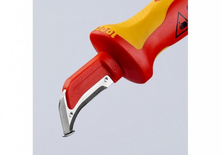 Couteau d'électricien 180mm - Lame avec sabot et capuchon - Isolé 1000V - Knipex - 9855 2