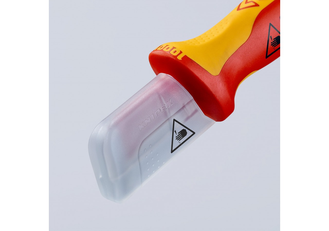 Couteau d'électricien 180mm - Lame avec sabot et capuchon - Isolé 1000V - Knipex - 9855