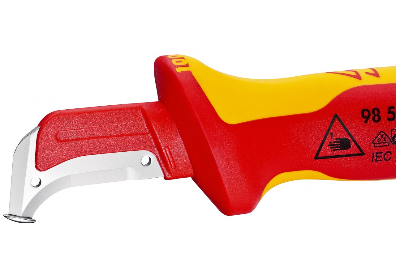 Couteau d'électricien 180mm - Lame avec sabot et capuchon - Isolé 1000V - Knipex - 9855