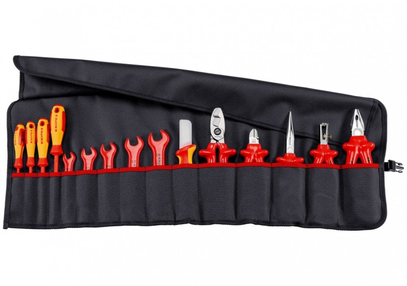 Trousse en tissus assortiment - 15 outils pour électricien - Isolés 1000V - Knipex - 989913
