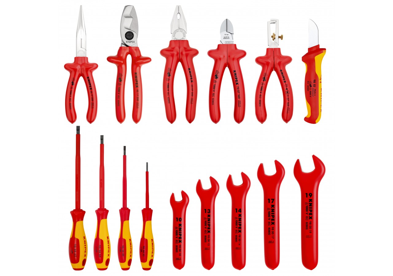 Trousse en tissus assortiment - 15 outils pour électricien - Isolés 1000V - Knipex - 989913
