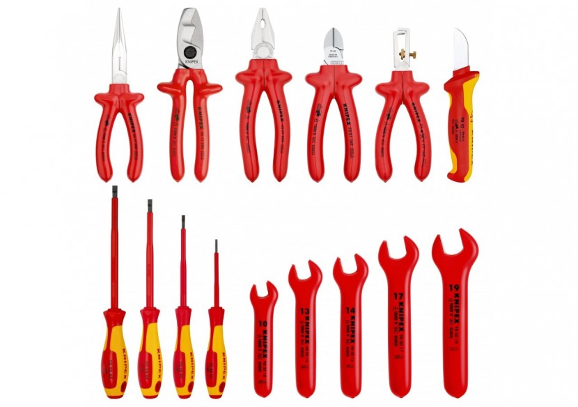 Trousse en tissus assortiment - 15 outils pour électricien - Isolés 1000V - Knipex - 989913