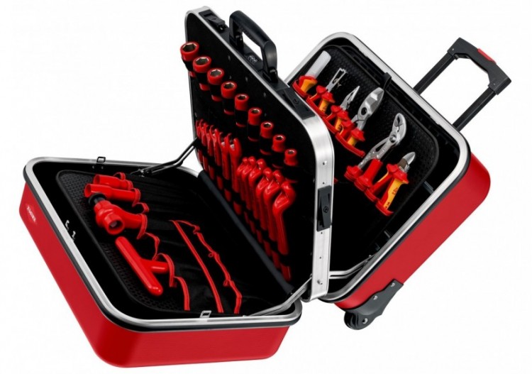 Valise 42 outils pour électricien isolés 1000V - A double compartiment - rouge - Knipex - 989915 2