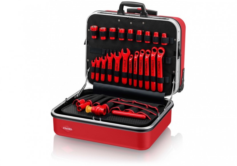 Valise 42 outils pour électricien isolés 1000V - A double compartiment - rouge - Knipex - 989915