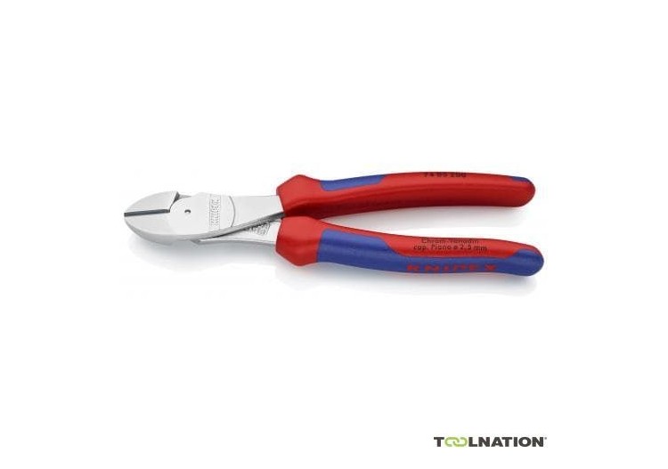 Pince coupante forte démultiplication 200mm - Gainage Bi-matière - Chromée - Knipex - 7405200