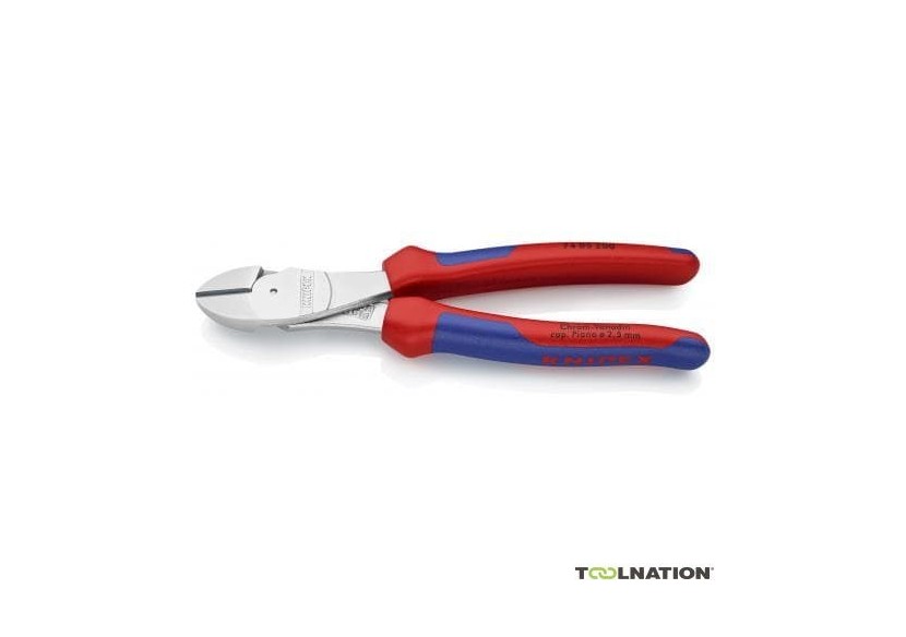 Pince coupante forte démultiplication 200mm - Gainage Bi-matière - Chromée - Knipex - 7405200