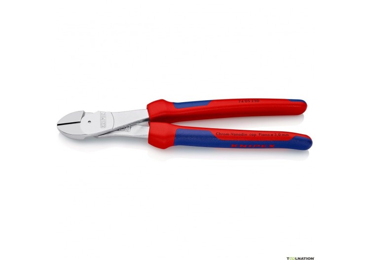Pince coupante forte démultiplication 250mm - Gainage Bi-matière - Chromée - Knipex - 7405250