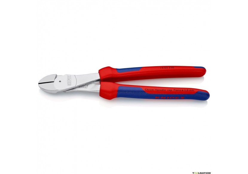 Pince coupante forte démultiplication 250mm - Gainage Bi-matière - Chromée - Knipex - 7405250