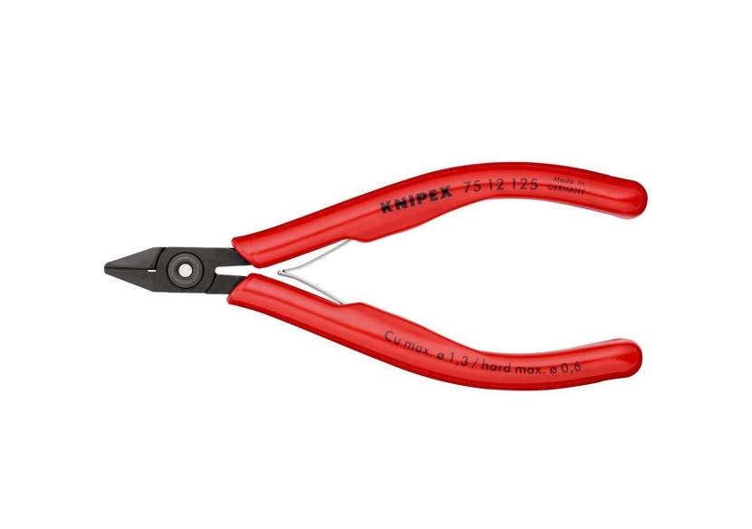 Pince coupante pour l’électronique 125mm avec ressort et serre-fils - PVC - Knipex - 7512125