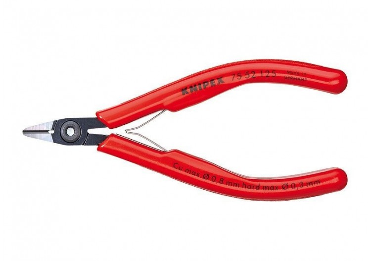 Pince coupante petit biseau pour l’électronique 125mm - Ressort - Gainage PVC - Knipex - 7522125