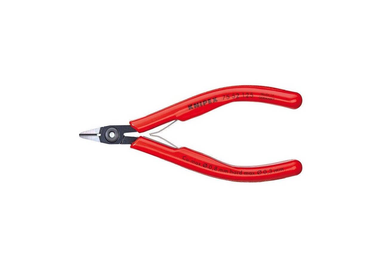 Pince coupante petit biseau pour l’électronique 125mm - Ressort - Gainage PVC - Knipex - 7522125