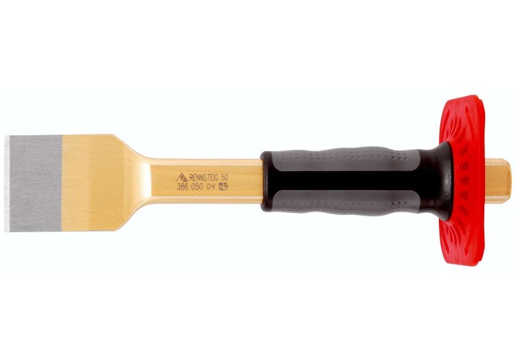 Ciseau à brique avec pare-coups, 80 x 250 mm, verni - Rennsteig - 9R3860801