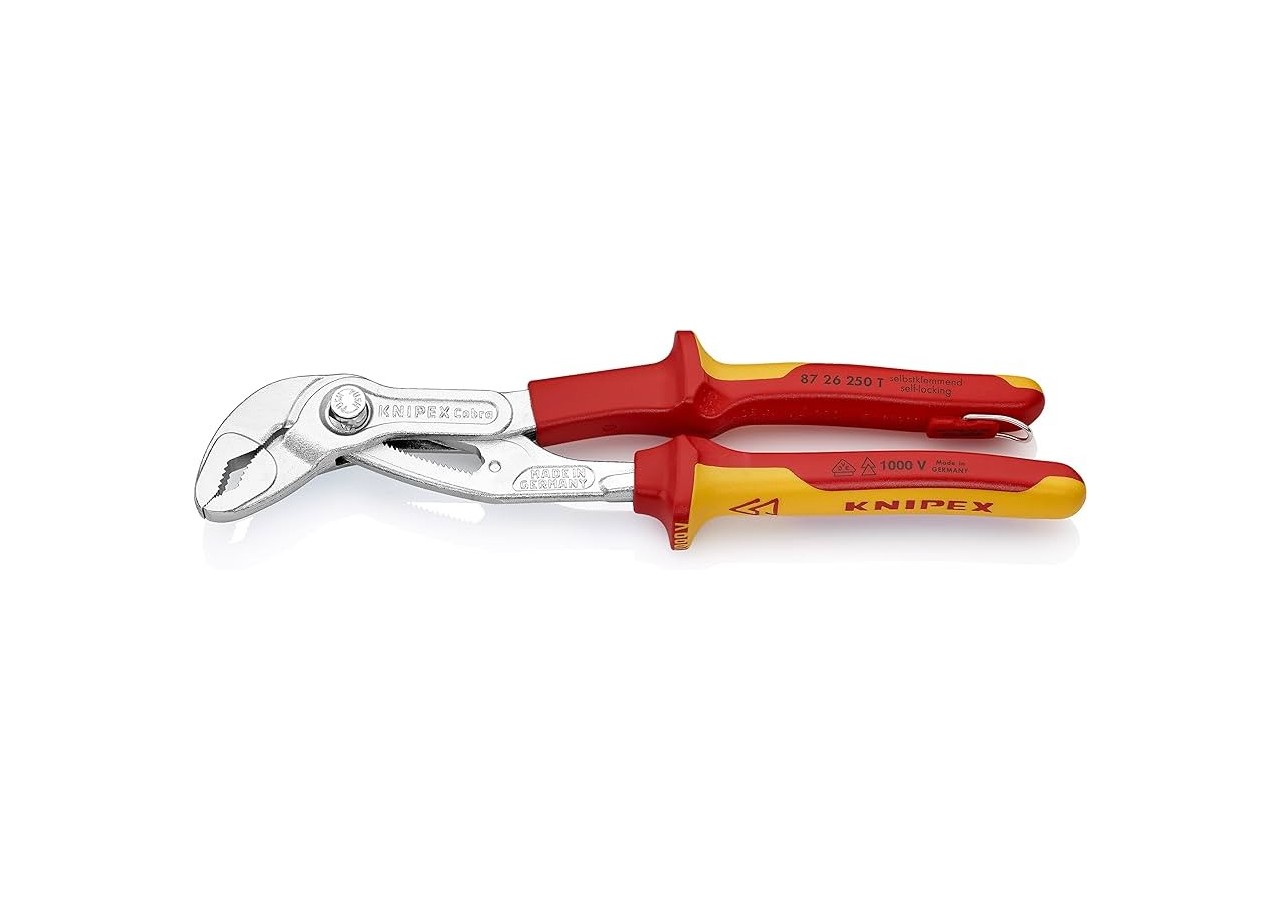 Pince multiprise Cobra® 250mm Bi-matière Chromée 1000V Antichute Ouverture 46mm - Knipex - 8726250T