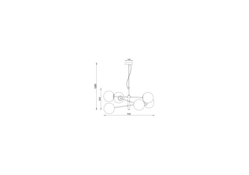 Suspension Glass OPL Opal+Noir, 6xG9 - BV01-00112 - Braytron