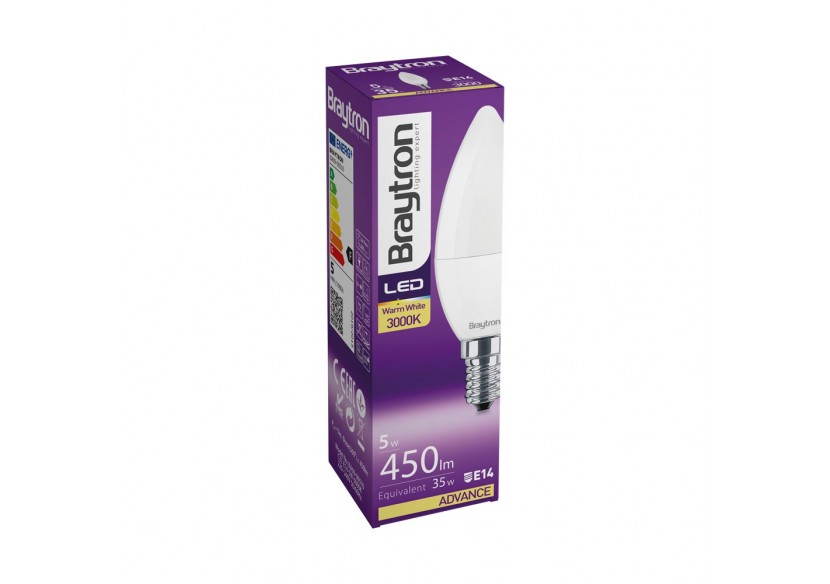 Ampoule bougie LED, E14, 450 lm, Blanc Chaud - BA09-00510 - Braytron