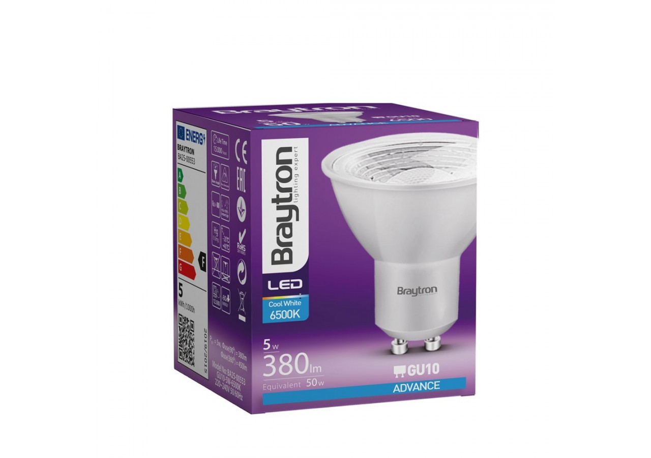 Ampoule LED, GU10, 380 lm, Blanc froid - BA25-00553 - Braytron