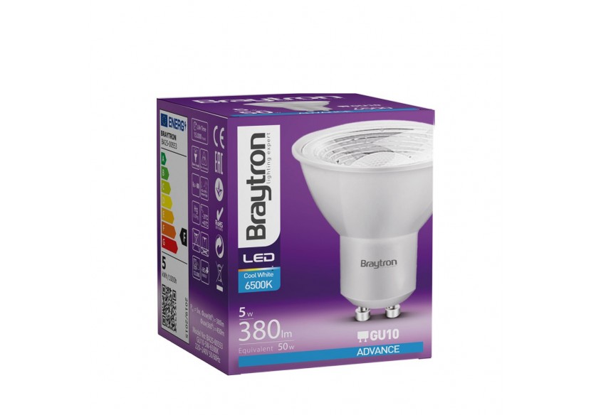 Ampoule LED, GU10, 380 lm, Blanc froid - BA25-00553 - Braytron