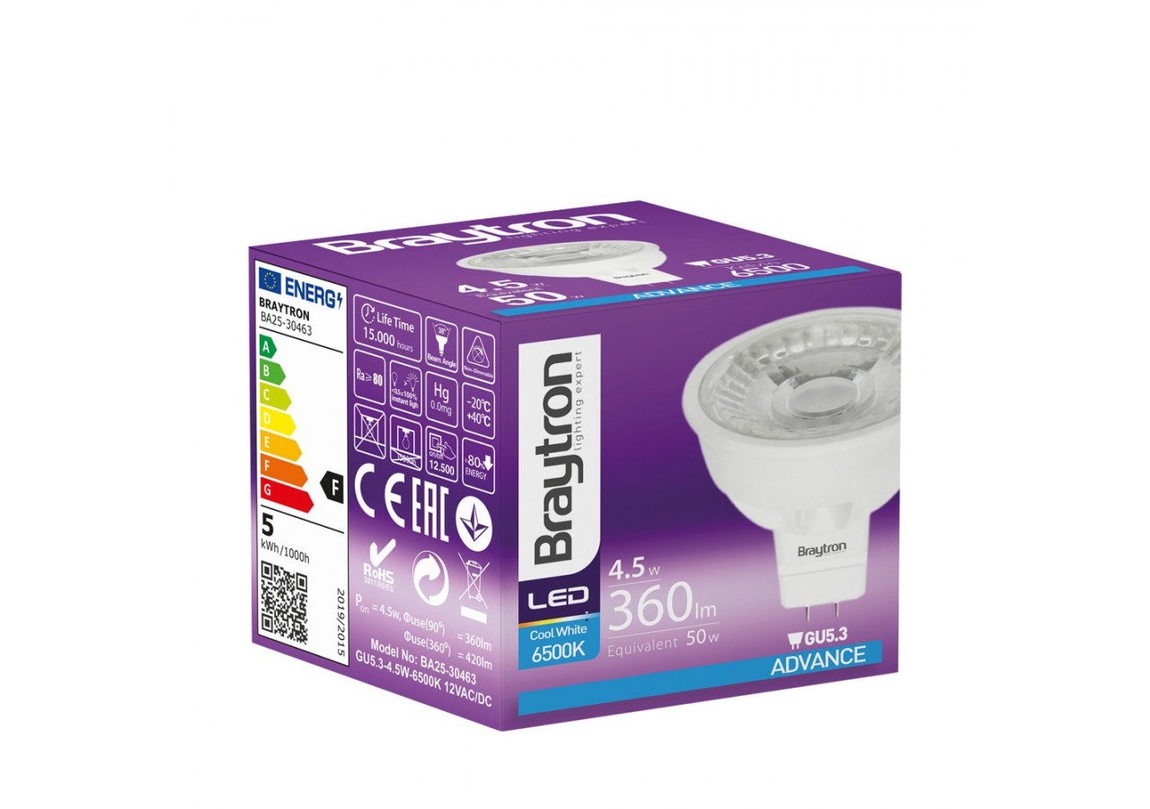 Ampoule LED, GU5.3, 360 lm, Blanc froid - BA25-30463 - Braytron