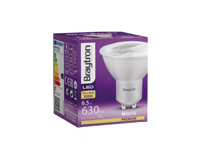 Ampoule LED, GU10, 630 lm, Blanc Chaud - BA26-00650 - Braytron
