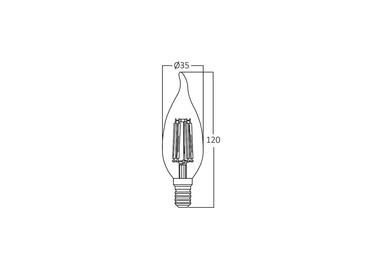 Ampoule filament décorative LED, E14, 470 lm, Blanc Chaud - BA35-00410 - Braytron