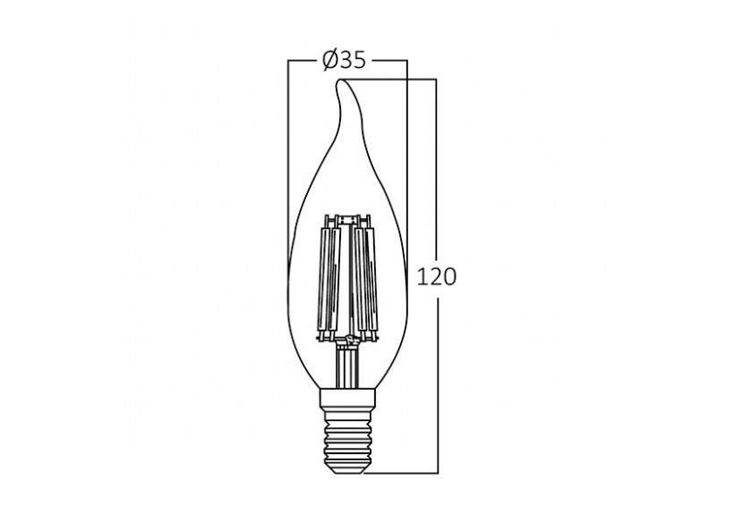 Ampoule filament décorative LED, E14, 470 lm, Blanc Chaud - BA35-00410 - Braytron