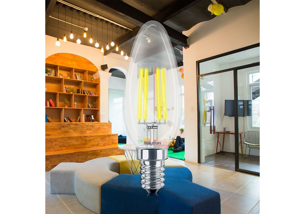 Ampoule filament décorative LED, E14, 470 lm, Blanc Chaud - BA36-00410 - Braytron