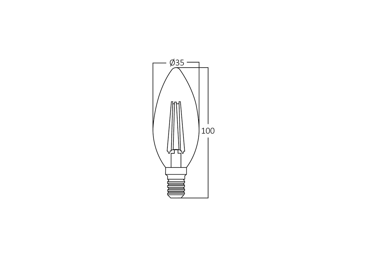 Ampoule filament décorative LED, E14, 470 lm, Blanc Chaud - BA36-00410 - Braytron
