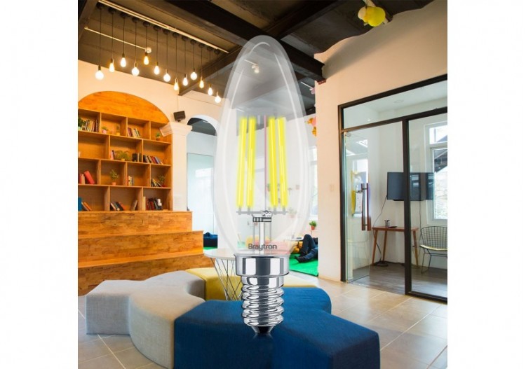 Ampoule filament décorative LED, E14, 470 lm, Blanc Chaud - BA36-60410 - Braytron 2