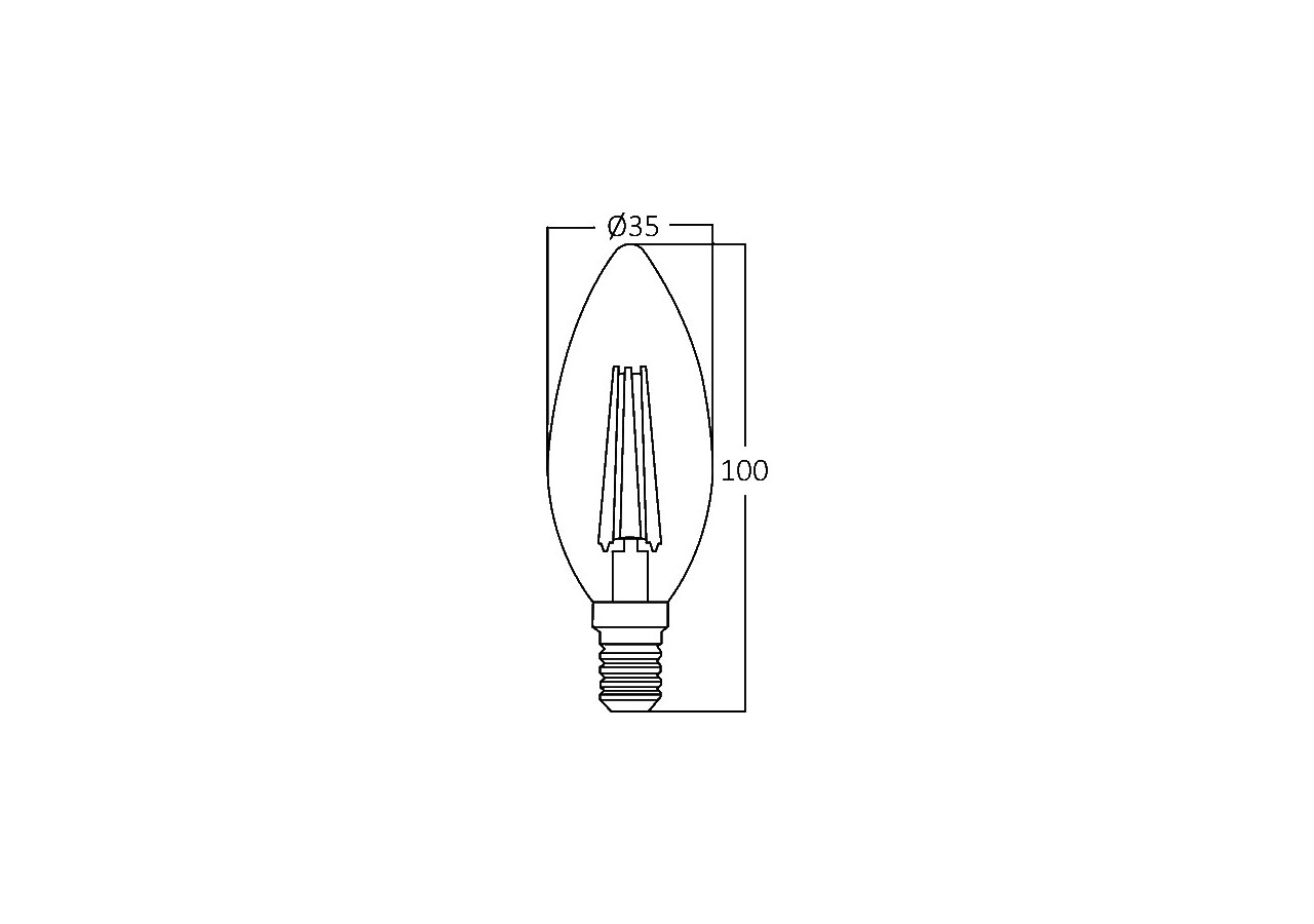 Ampoule filament décorative LED, E14, 470 lm, Blanc Chaud - BA36-60410 - Braytron