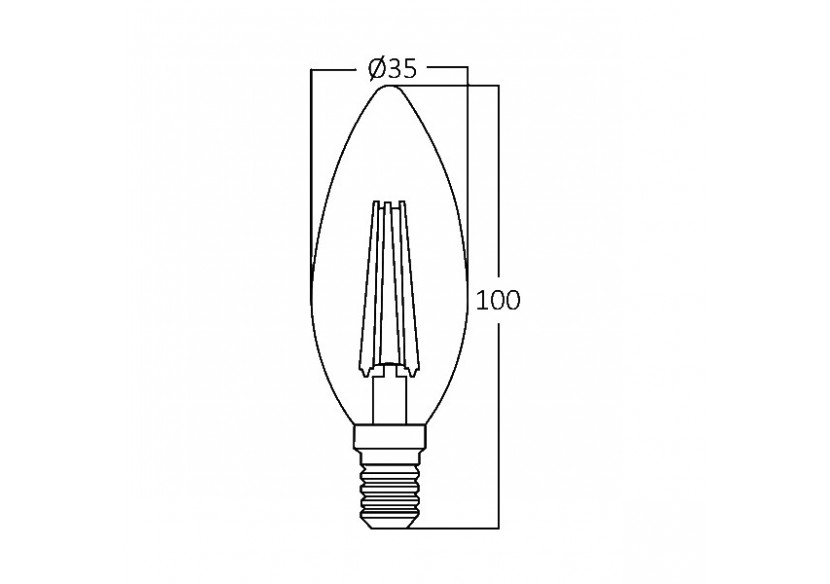 Ampoule filament décorative LED, E14, 470 lm, Blanc Chaud - BA36-60410 - Braytron