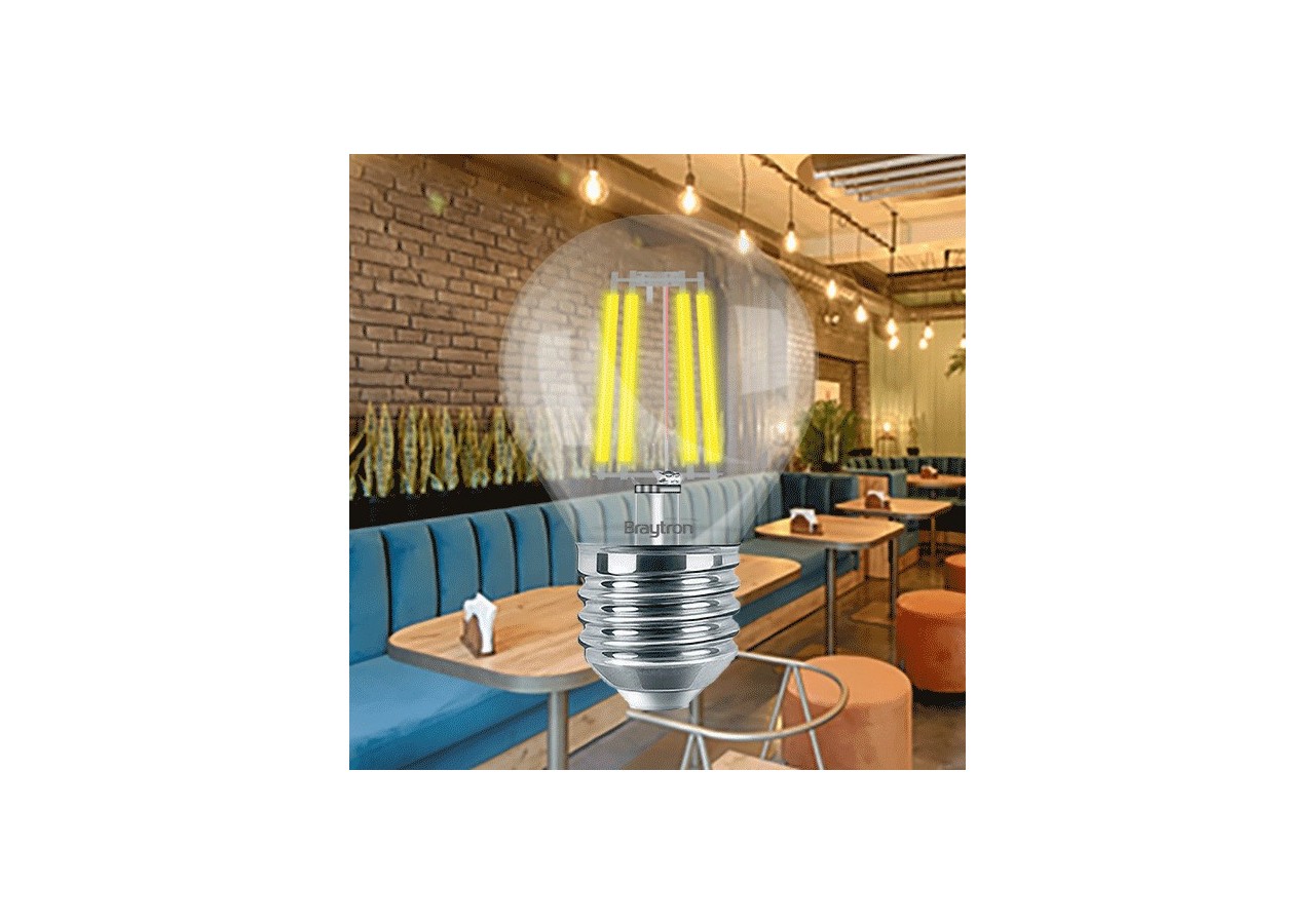 Ampoule filament décorative LED, E27, 470 lm, Blanc Chaud - BA37-00420 - Braytron