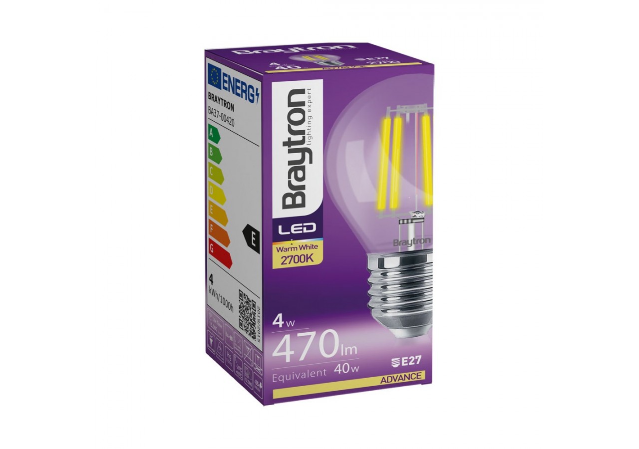 Ampoule filament décorative LED, E27, 470 lm, Blanc Chaud - BA37-00420 - Braytron