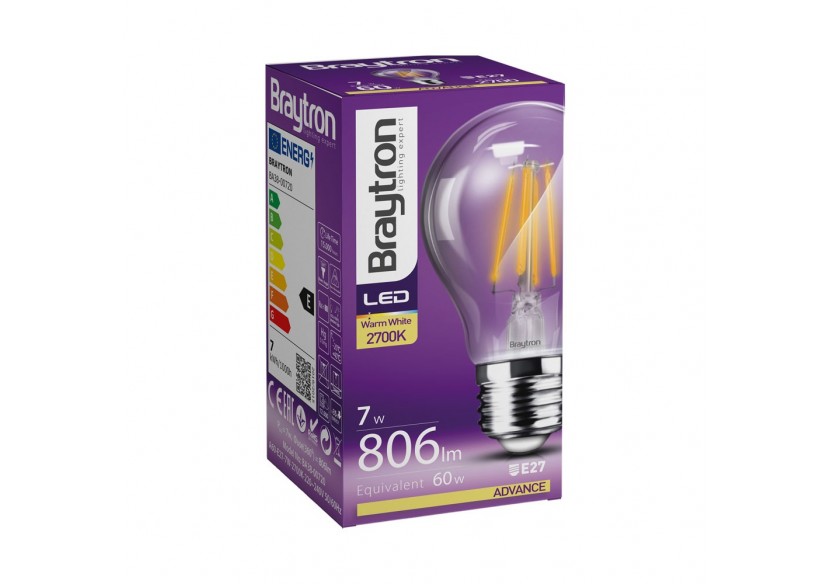 Ampoule filament décorative LED, E27, 806 lm, Blanc Chaud - BA38-00720 - Braytron