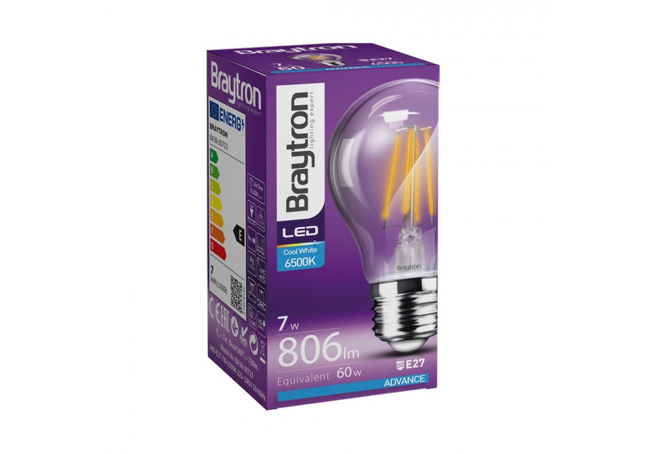 Ampoule filament décorative LED, E27, 806 lm, Blanc froid - BA38-00723 - Braytron