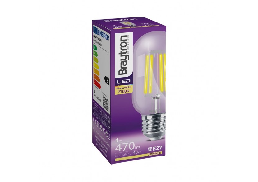 Ampoule filament décorative LED, E27, 470 lm, Blanc Chaud - BA39-00420 - Braytron