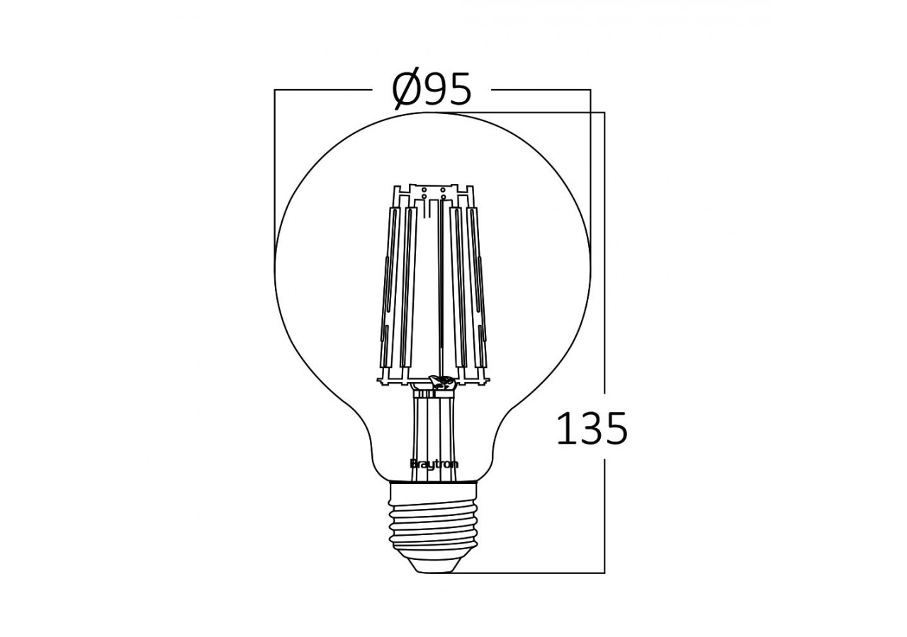 Ampoule filament décorative LED, E27, 806 lm, Blanc Chaud - BA41-60820 - Braytron