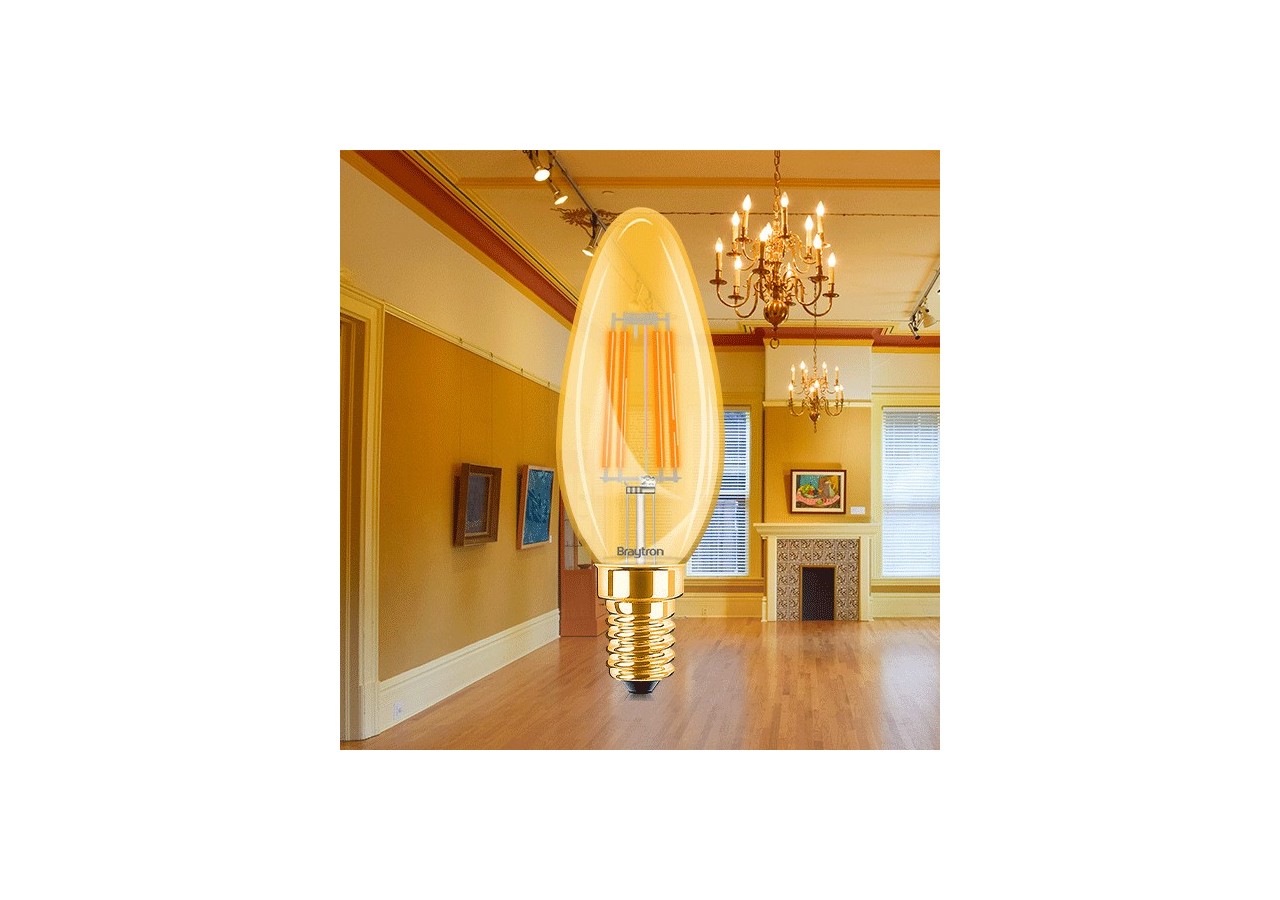 Ampoule filament décorative LED, E14, 360 lm, Ambre - BB36-00410 - Braytron