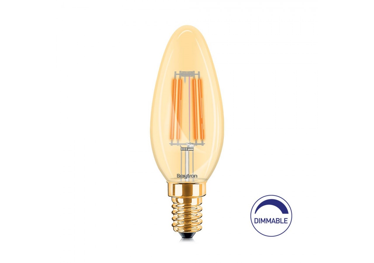 Ampoule filament décorative LED, E14, 360 lm, Ambre - BB36-60410 - Braytron