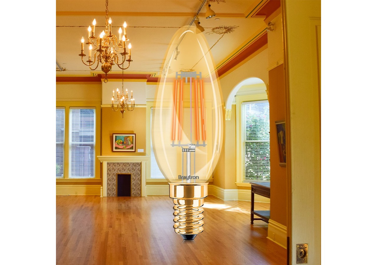 Ampoule filament décorative LED, E14, 360 lm, Ambre - BB36-60410 - Braytron