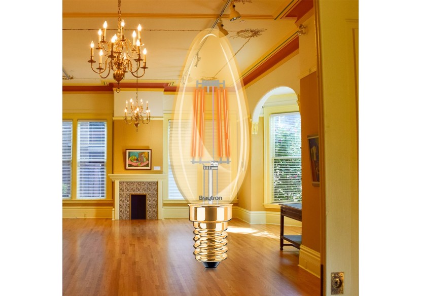 Ampoule filament décorative LED, E14, 360 lm, Ambre - BB36-60410 - Braytron