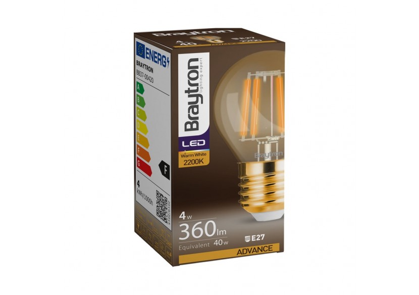 Ampoule filament décorative LED, E27, 360 lm, Ambre - BB37-00420 - Braytron