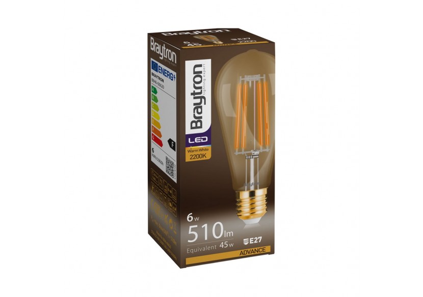 Ampoule filament décorative LED, E27, 540 lm, Ambre - BB46-00620 - Braytron